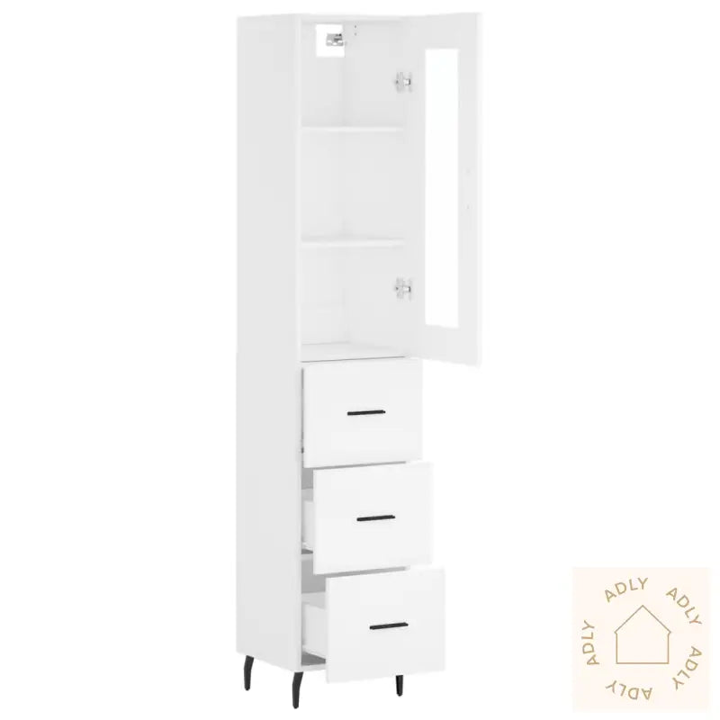Highboard Hvit 34,5X34X180 Cm Konstruert Tre