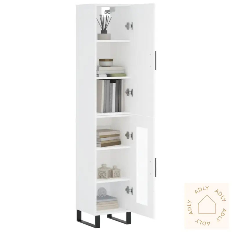 Highboard Hvit 34,5X34X180 Cm Konstruert Tre