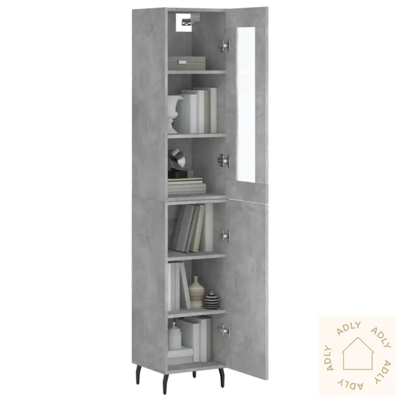 Highboard Betonggrå 34,5X34X180 Cm Konstruert Tre