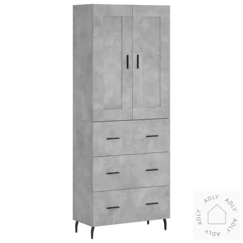 Highboard Betonggrå 69,5X34X180 Cm Konstruert Tre