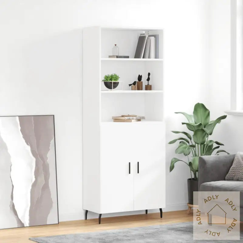 Highboard Hvit 69,5X34X180 Cm Konstruert Tre