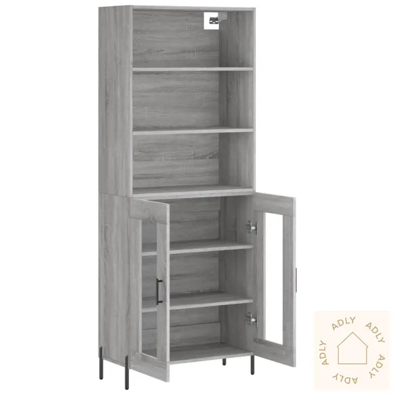 Highboard Grå Sonoma 69,5X34X180 Cm Konstruert Tre