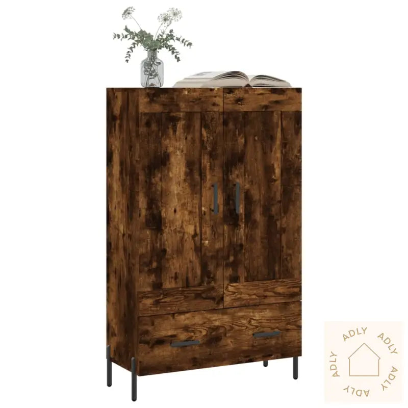 Highboard Røkt Eik 69,5X31X115 Cm Konstruert Tre