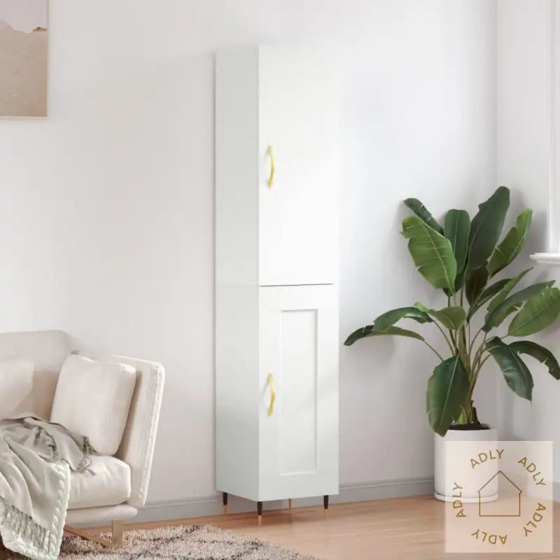 Highboard Hvit 34,5X34X180 Cm Konstruert Tre