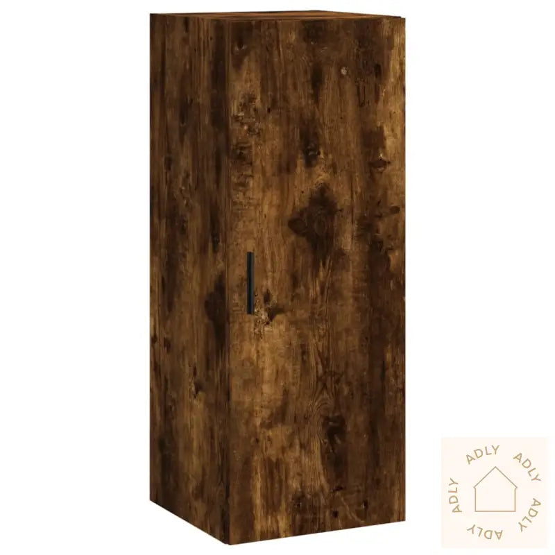 Highboard Røkt Eik 34,5X34X180 Cm Konstruert Tre