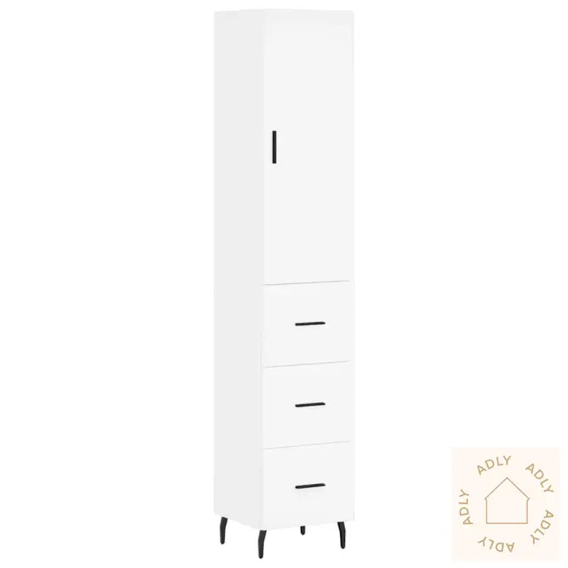 Highboard Hvit 34,5X34X180 Cm Konstruert Tre