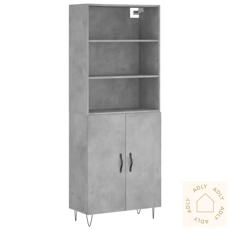 Highboard Betonggrå 69,5X34X180 Cm Konstruert Tre