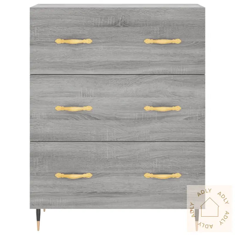 Highboard Grå Sonoma 69,5X34X180 Cm Konstruert Tre