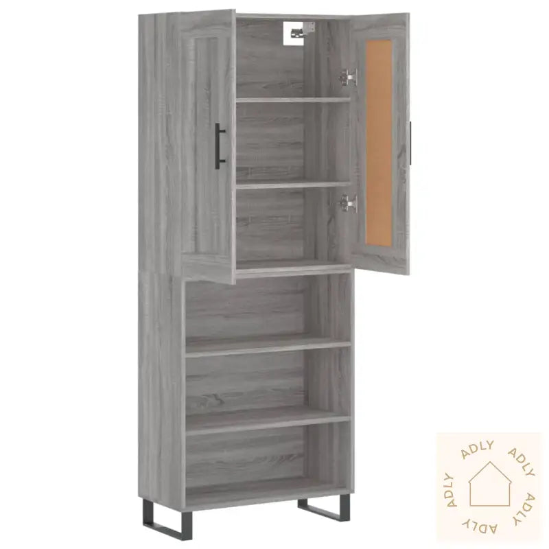 Highboard Grå Sonoma 69,5X34X180 Cm Konstruert Tre