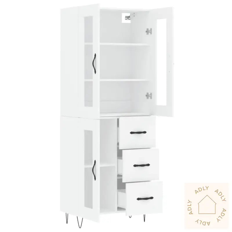 Highboard Hvit 69,5X34X180 Cm Konstruert Tre