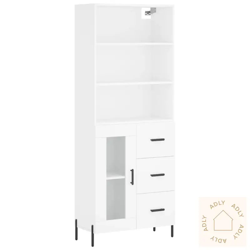 Highboard Hvit 69,5X34X180 Cm Konstruert Tre