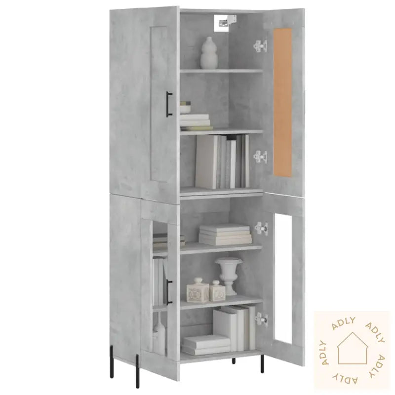 Highboard Betonggrå 69,5X34X180 Cm Konstruert Tre