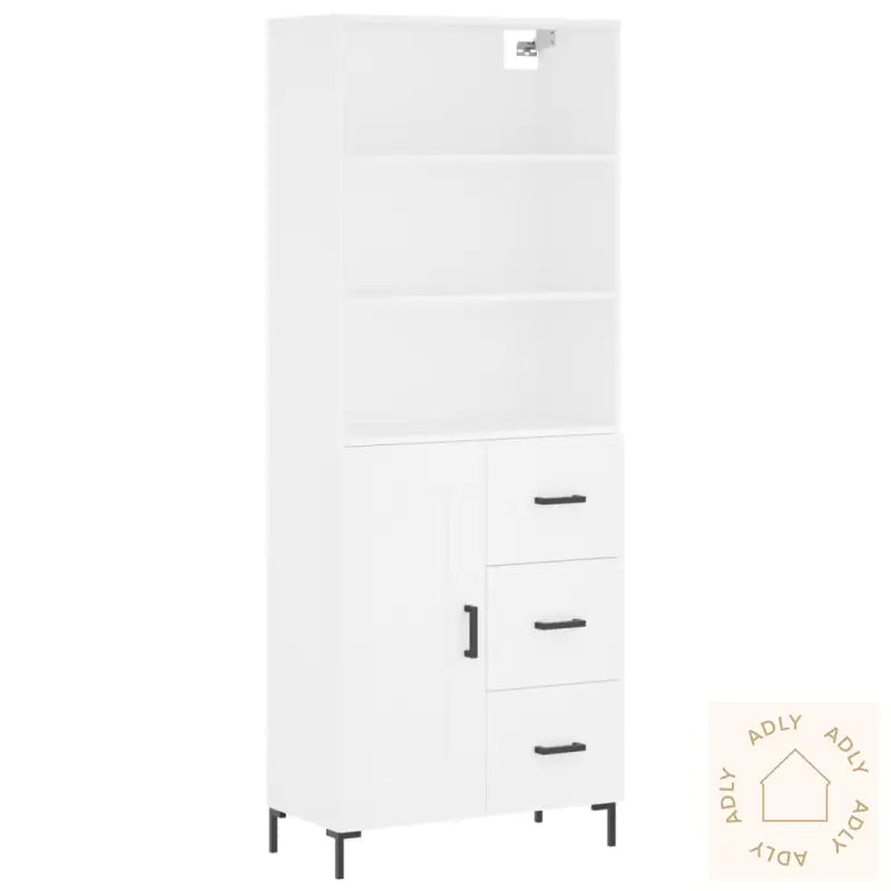 Highboard Hvit 69,5X34X180 Cm Konstruert Tre