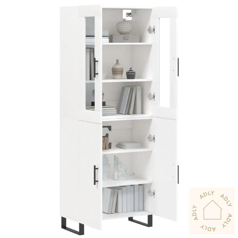 Highboard Hvit 69,5X34X180 Cm Konstruert Tre