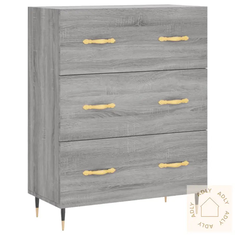 Highboard Grå Sonoma 69,5X34X180 Cm Konstruert Tre