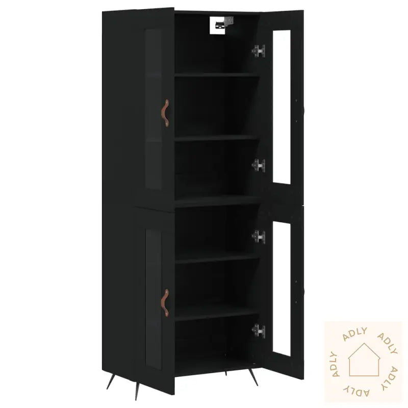 Highboard Svart 69,5X34X180 Cm Konstruert Tre