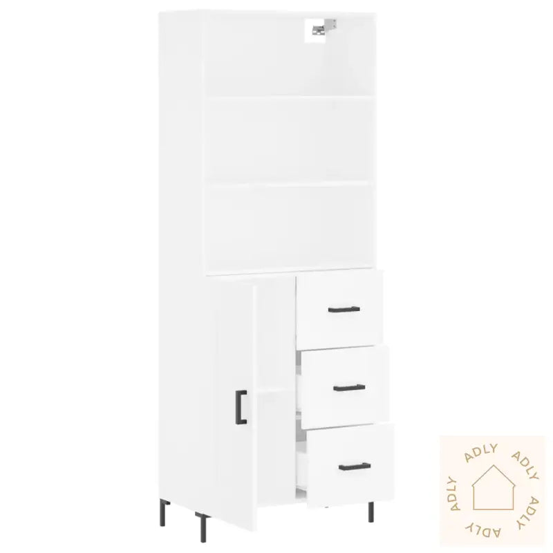 Highboard Hvit 69,5X34X180 Cm Konstruert Tre