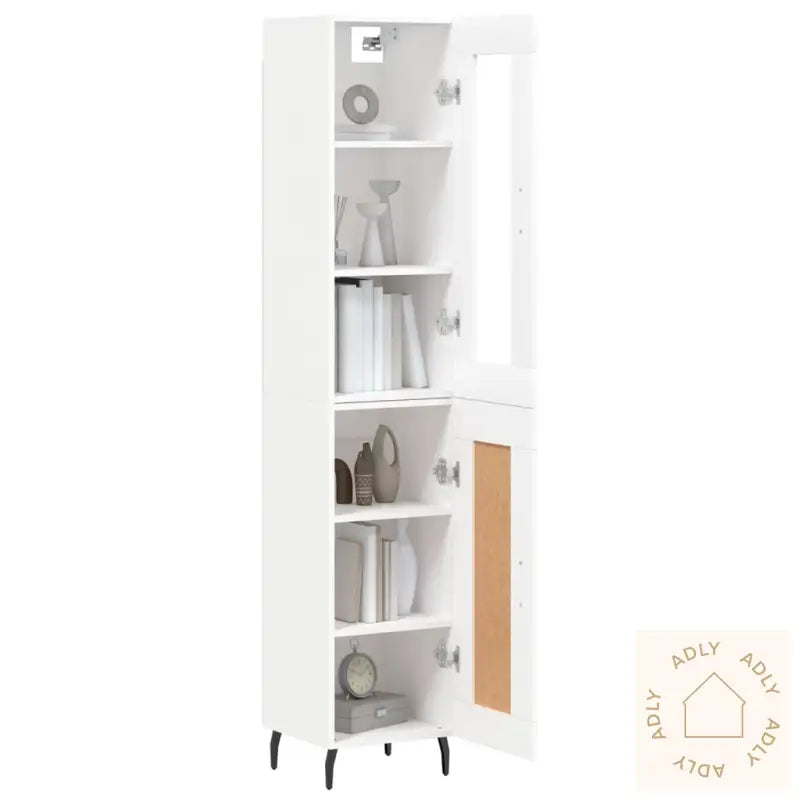 Highboard Hvit 34,5X34X180 Cm Konstruert Tre