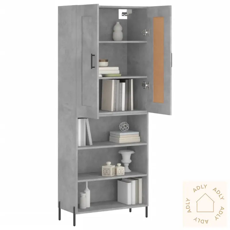 Highboard Betonggrå 69,5X34X180 Cm Konstruert Tre