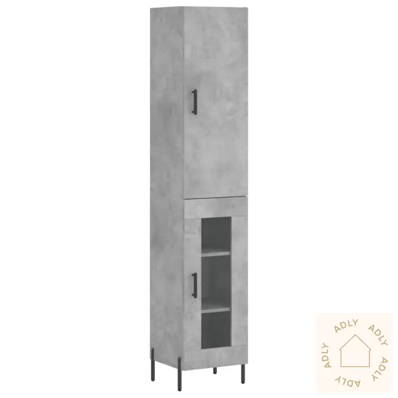 Highboard Betonggrå 34,5X34X180 Cm Konstruert Tre