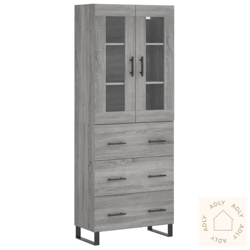 Highboard Grå Sonoma 69,5X34X180 Cm Konstruert Tre