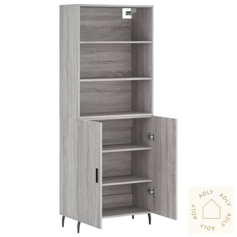 Highboard Grå Sonoma 69,5X34X180 Cm Konstruert Tre