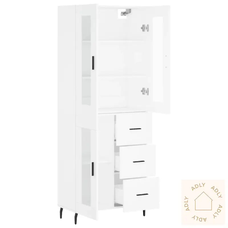 Highboard Hvit 69,5X34X180 Cm Konstruert Tre