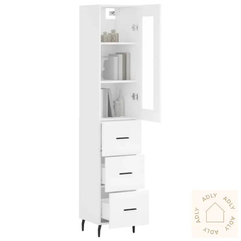 Highboard Hvit 34,5X34X180 Cm Konstruert Tre