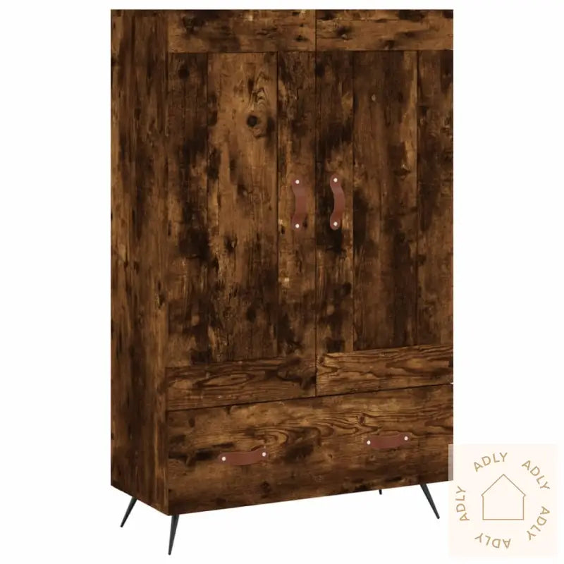 Highboard Røkt Eik 69,5X31X115 Cm Konstruert Tre