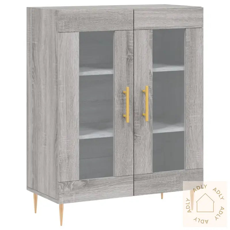 Highboard Grå Sonoma 69,5X34X180 Cm Konstruert Tre