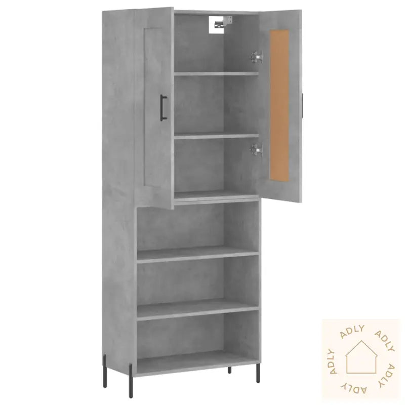 Highboard Betonggrå 69,5X34X180 Cm Konstruert Tre