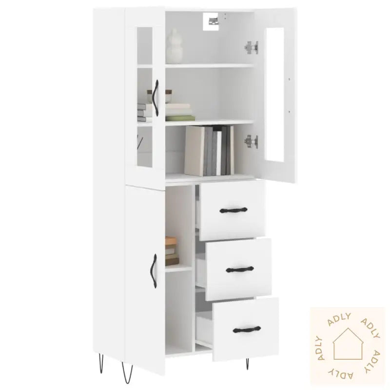 Highboard Hvit 69,5X34X180 Cm Konstruert Tre