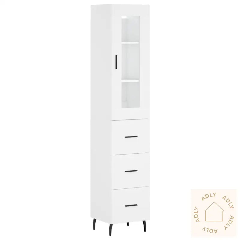 Highboard Hvit 34,5X34X180 Cm Konstruert Tre
