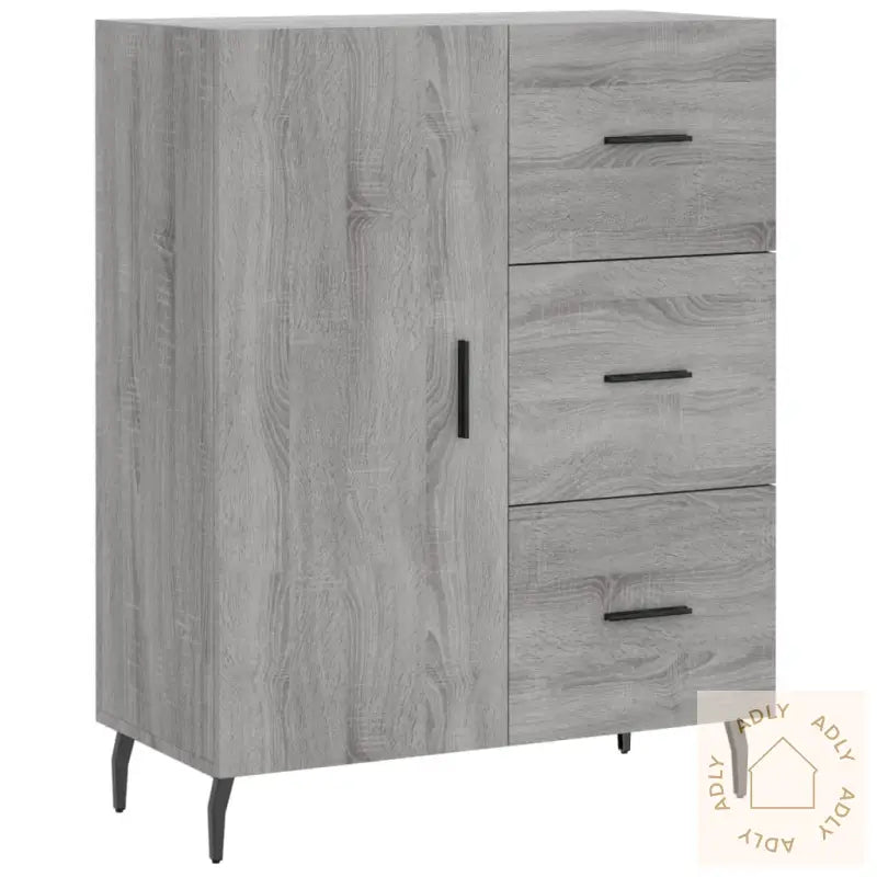 Highboard Grå Sonoma 69,5X34X180 Cm Konstruert Tre