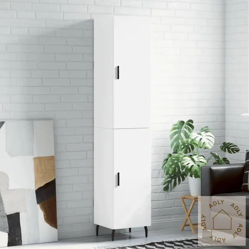 Highboard Hvit 34,5X34X180 Cm Konstruert Tre