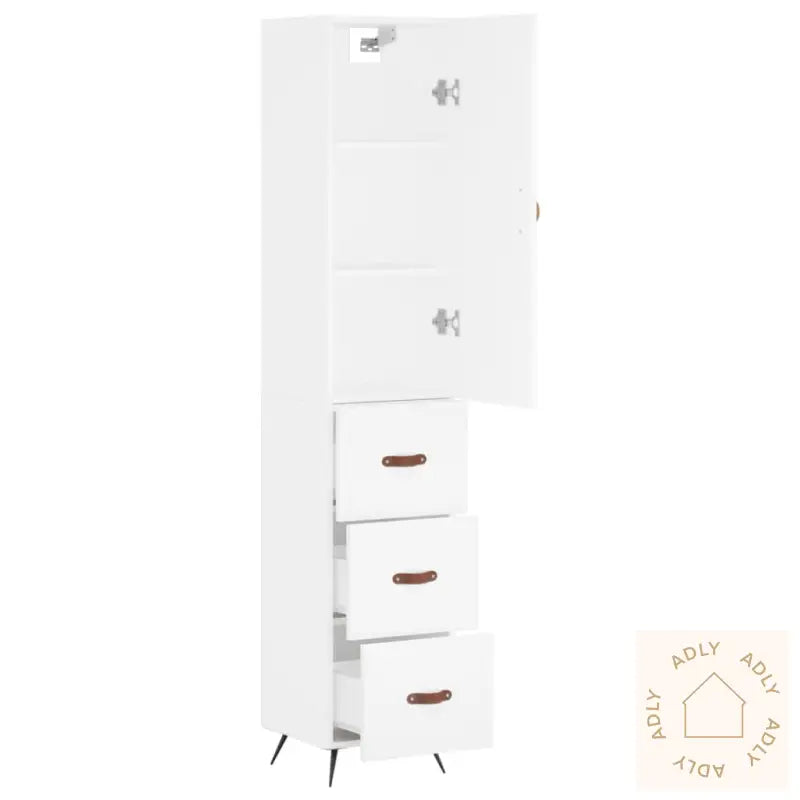 Highboard Hvit 34,5X34X180 Cm Konstruert Tre