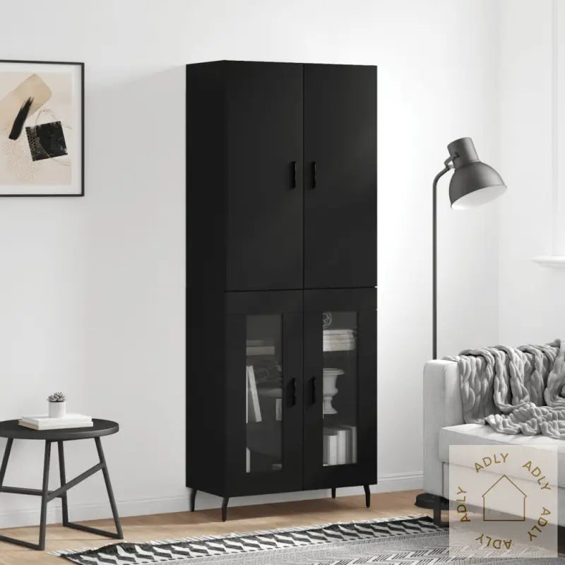 Highboard Svart 69,5X34X180 Cm Konstruert Tre