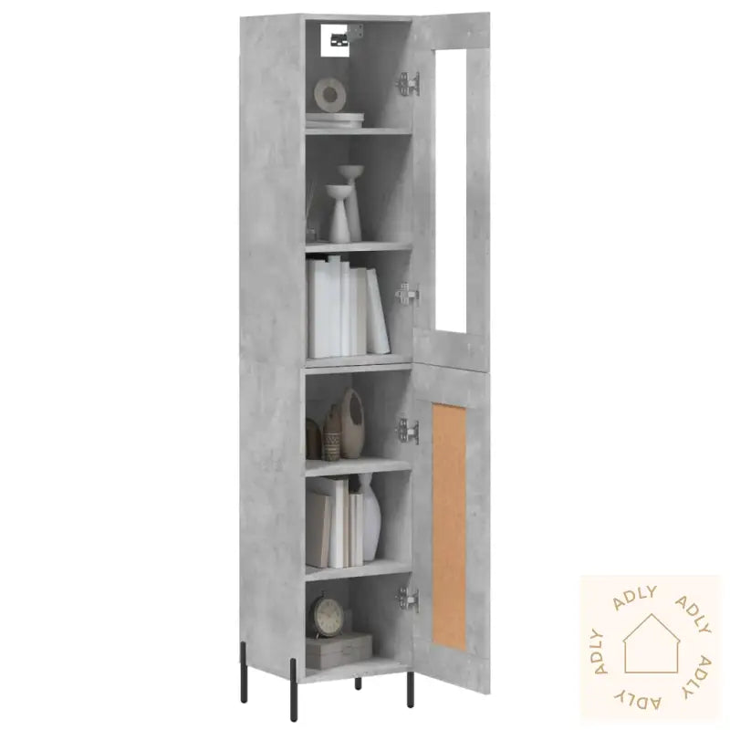 Highboard Betonggrå 34,5X34X180 Cm Konstruert Tre