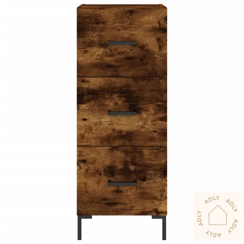 Highboard Røkt Eik 34,5X34X180 Cm Konstruert Tre