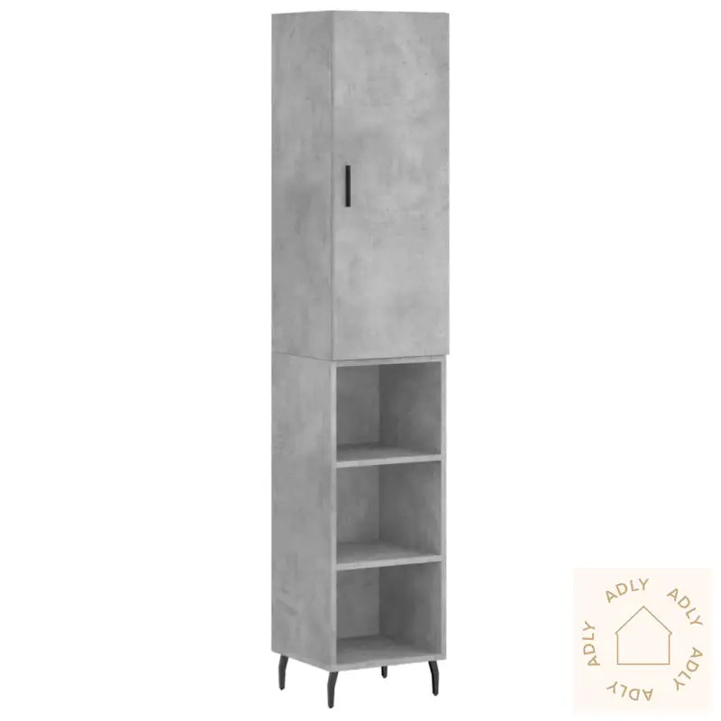 Highboard Betonggrå 34,5X34X180 Cm Konstruert Tre