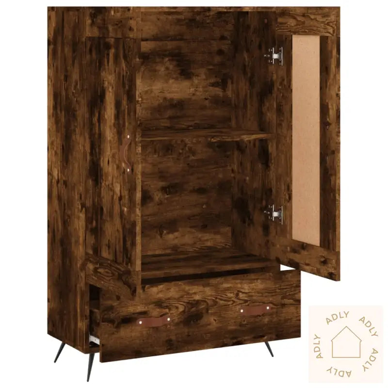 Highboard Røkt Eik 69,5X31X115 Cm Konstruert Tre