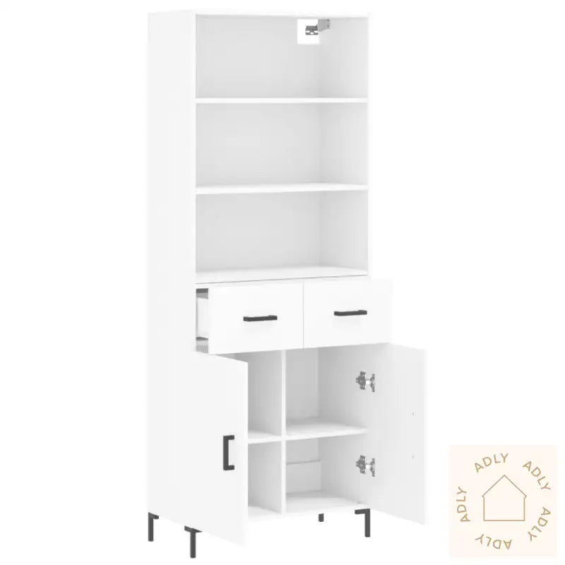 Highboard Hvit 69,5X34X180 Cm Konstruert Tre