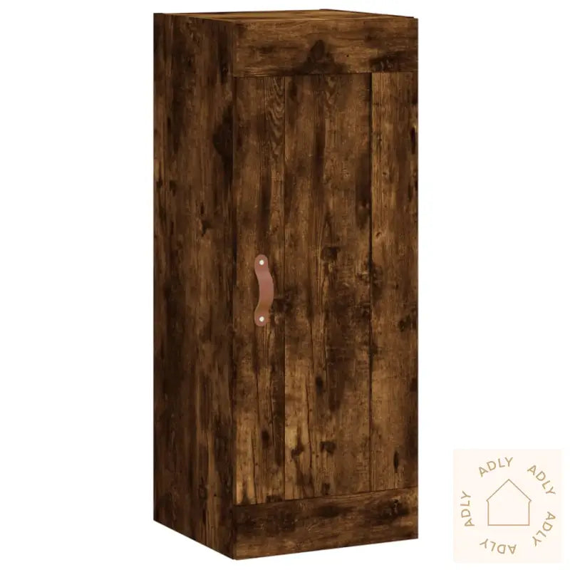 Highboard Røkt Eik 34,5X34X180 Cm Konstruert Tre