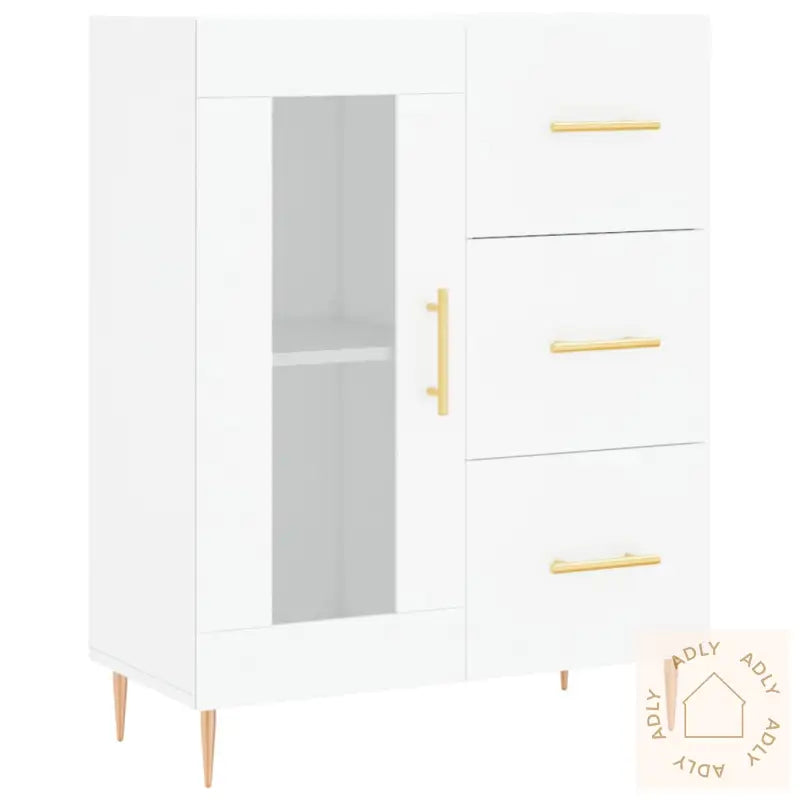 Highboard Hvit 69,5X34X180 Cm Konstruert Tre