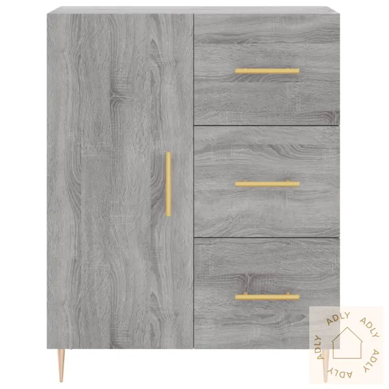 Highboard Grå Sonoma 69,5X34X180 Cm Konstruert Tre