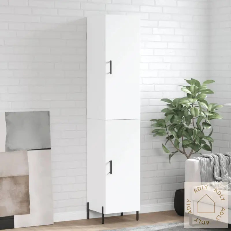 Highboard Hvit 34,5X34X180 Cm Konstruert Tre