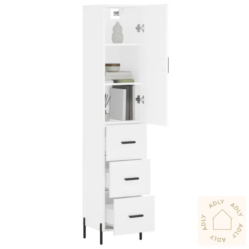 Highboard Hvit 34,5X34X180 Cm Konstruert Tre