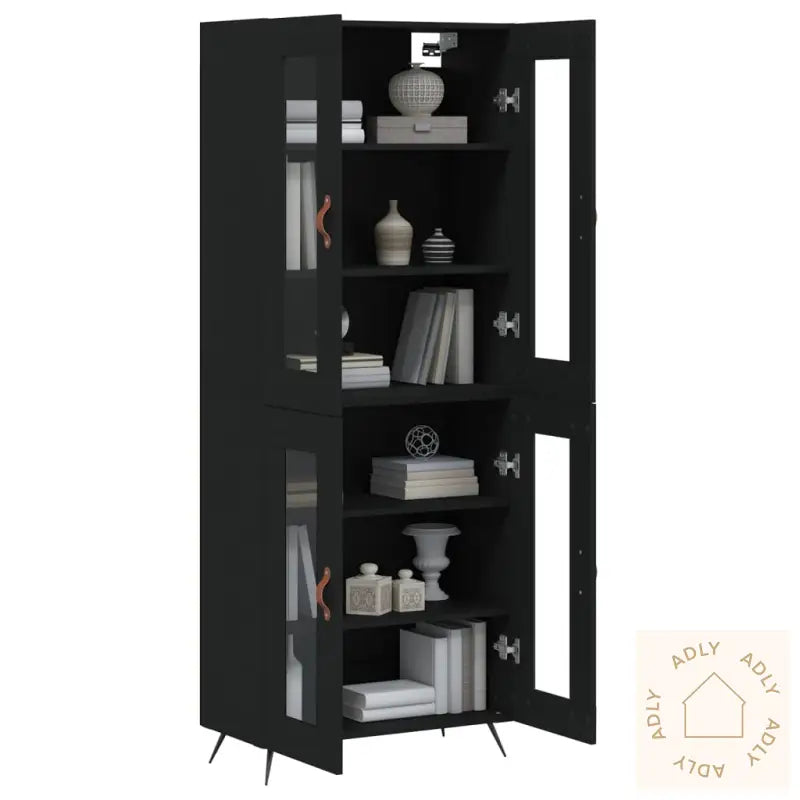 Highboard Svart 69,5X34X180 Cm Konstruert Tre