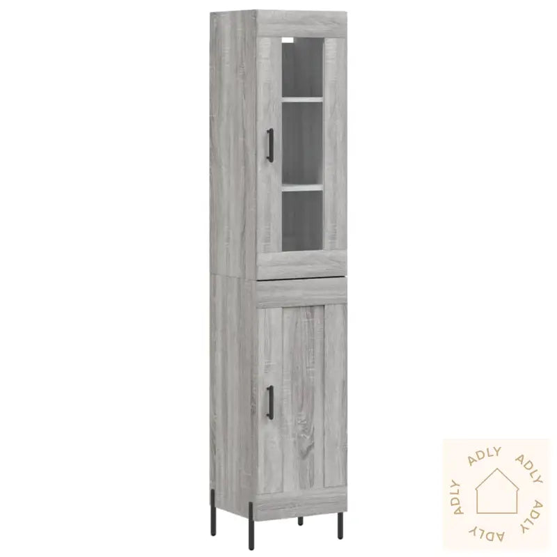 Highboard Grå Sonoma 34,5X34X180 Cm Konstruert Tre