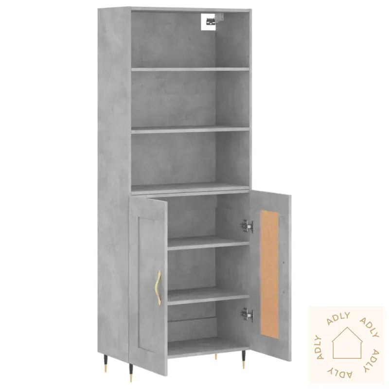 Highboard Betonggrå 69,5X34X180 Cm Konstruert Tre